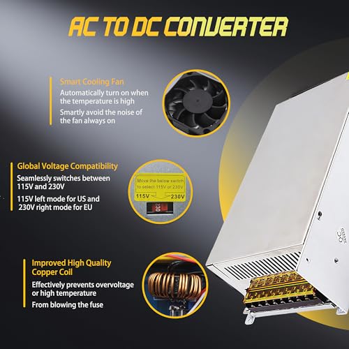 High-Performance 600 W AC to DC Power Adapter – Universal 110 V/220 V Input to Stable 12 V Output – Perfect for LED Lighting, CCTV Surveillance, and RV Power Solutions – Robust 50 A Switching Regulator for Dependable Energy Delivery and Enhanced Device Compatibility