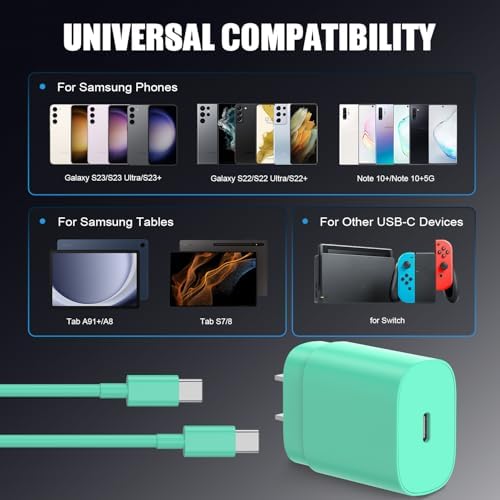 Essri 25 W Fast Charging Power Pack – Ultimate USB-C Wall Adapter Set with 6 ft & 10 ft Cables for i Phone 16/15, i Pad Pro/Mini Compatibility – Ideal Travel & Home Charging Solution for Busy Lifestyles