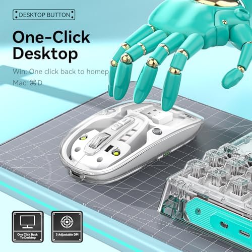 Experience Unmatched Versatility with the Uiosmuph Tri-Mode Bluetooth Mouse – Wireless, USB-C Rechargeable, and Quiet Click Design for Seamless Multi-Device Connectivity – Stylish Transparent Cover and Battery Level Indicator – Perfect for Laptops, Macs, and i Pads – Sleek Yellow Finish for Enhanced Productivity