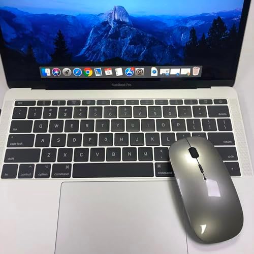 Sleek Bluetooth Wireless Mouse for Mac, Windows & i Pad – Ergonomic Design, High-Precision Navigation, Rechargeable & Dual-Mode Compatibility (Gray & Black) – Elevate Your Productivity with Clutter-Free Connectivity