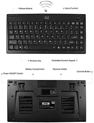 Compact Wireless Mini Trackball Keyboard WKB-3100 UB – 87-Key Layout with Integrated 800 DPI Optical Trackball, 2.4 GHz RF Connectivity, USB Plug-and-Play, 30-Foot Range for Ultimate Flexibility – Enhance Productivity and Navigate with Precision