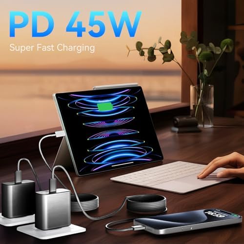 Elevate Your Charging Experience with the 45 W Super Fast USB-C Charger and 6.6 FT Cable – Optimal for i Phone 16 Pro Max, i Pad, and Android Devices – Compact, High-Efficiency Power Adapter with Advanced Safety Features for On-the-Go Users