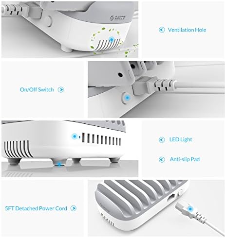 Ultimate 10-Port USB Charging Station by ORICO – 120 W Multi-Device Docking Organizer for i Pads, i Phones, Tablets, Kindles & Phones – High-Speed Charging with Safety Features for Streamlined Tech Management