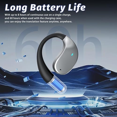 Revolutionary AI Translation Earbuds – Advanced Bluetooth Headphones for Instantaneous 144 Language Interpretation, Ideal for Global Travelers and Business Professionals – Unmatched Comfort with Open-Ear Design, Seamlessly Compatible with i OS & Android Devices