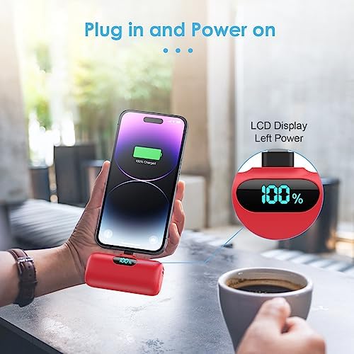 Compact Pink Portable Charger for i Phone – 5000 m Ah PD Fast Charging Power Bank, Lightweight Mini Battery Pack Compatible with i Phone 14/14 Pro Max/13/13 Pro/12 Pro/11/XS/XR/X/8/7/6 – Stylish and Versatile Backup Solution for On-the-Go Power