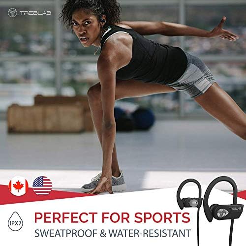 TREBLAB XR500 Waterproof Bluetooth Earbuds – Noise Cancelling Sport Headphones for Running and Workouts, Secure Fit, IPX7 Rated, Wireless Connectivity, Built-In Mic for Hands-Free Calls, Compatible with All Devices