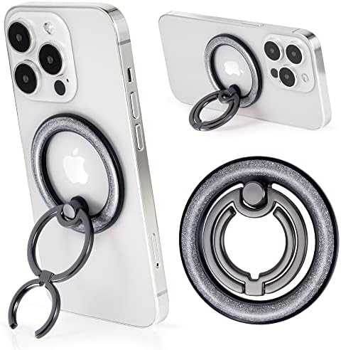Neoguri Magnetic Phone Ring Holder – Versatile Grip & Kickstand for i Phone 14/13/12 Series – Glitter Silver & Rainbow Finish for Stylish Protection – Ultra-Strong Magnetic Design for Secure One-Handed Use & Hands-Free Viewing – Compatible with Magnetic Cases – Premium Zinc Alloy Construction with Long-Lasting Shine – 360° Rotation & 180° Flip for Optimal Comfort – Perfect for On-the-Go Video Calls & Streaming – Worry-Free 18-Month Warranty & Dedicated Customer Support