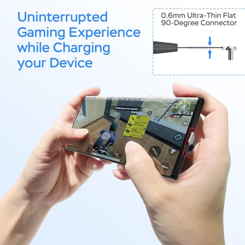 High-Speed 60 W USB C Charger Cable – 6 ft Type C with 90-Degree Flat Connector for Enhanced Space Efficiency, Compatible with Samsung S23/S22/S21, i Phone 15 Pro/Pro Max, and Mac Book Air/Pro – Optimal Data Transfer and Charging Solution