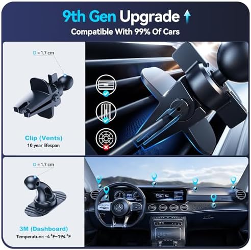 Experience Ultimate Driving Convenience with the Beser Mag Safe Car Mount Charger – 15 W Qi Wireless Charging for i Phone 15/14/13/12 Series, Powerful 4.13 lbf Magnetic Hold, Multi-Purpose Dashboard/Vent Phone Holder, Customizable 7-Color LED Lights, Premium Aluminum Design in Sleek Silver Finish