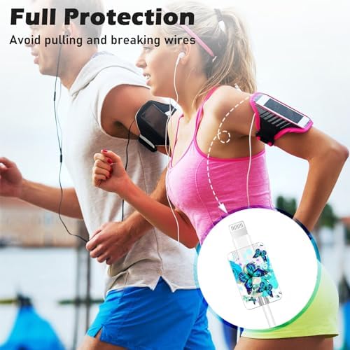 Charming Flower Butterfly Cable Protector for i Phone Chargers – Stylish Bright Blue Data Cable Saver for i Phone 11, 12, 13, 14 Pro Max, XS, XR, X, 7 & 8 Plus – Durable Cord Shield Enhancing Lifespan & Connection Reliability – Perfect i Phone Charger Accessory for Everyday Use
