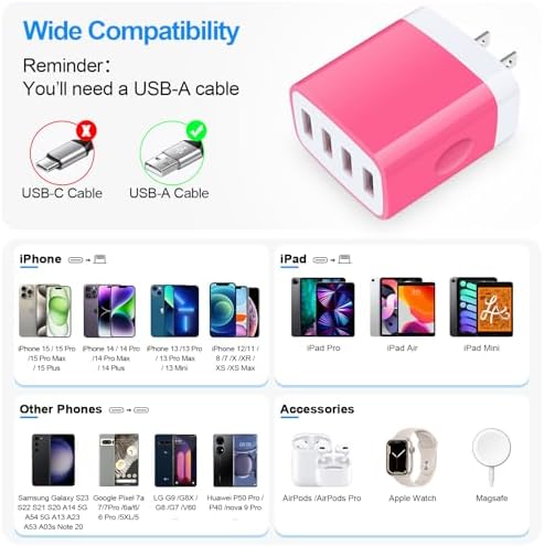 Dual USB Wall Charger 2-Pack – Rapid Charge Block for i Phone, Samsung Galaxy & Google Pixel – Universal Compatibility Power Adapter for Home, Office, and Travel – Fast Charging Technology with Compact Design – Reliable Multi Plug Outlet Solution for All Your Devices