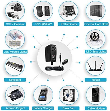 Chanzon 12 V 2 A High-Efficiency AC/DC Power Adapter – Reliable Universal Wall Charger for Optimal Device Performance – 100-240 V Input, 2000 m A Output, Ideal for LED Strips, Routers, and More – Compact & Durable Power Supply Solution for Home and Travel Use