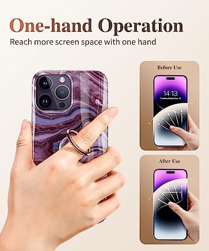 GVIEWIN Stylish Marble Phone Ring Holder with 360° Rotation for Ultimate Grip and Kickstand Functionality – Compatible with i Phone 16 Pro Max, 15 Plus, 14, 13, 12 Series & Galaxy S25/S24 Ultra – Elegant Flowing Sakura Design for Enhanced Safety and Usability