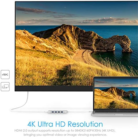 LENTION USB-C Multi-Port Hub – 4 K HDMI Output, 100 W Power Delivery, and 4 USB 3.0 Ports for Ultra-Fast Data Transfer | Perfect for 2024-2016 Mac Book Pro, New Mac Air, Surface, Chromebook, i Phone 15 & More | Space Gray Adapter for Enhanced Connectivity and Productivity