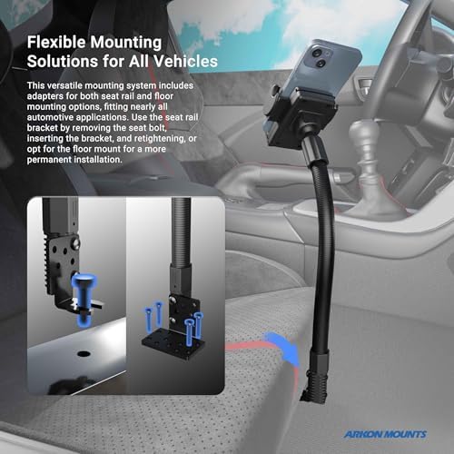Universal Fit Arkon Mount for Cars and Trucks | Flexible Gooseneck Phone Holder for Seamless Navigation | Tool-Free Installation | Ideal for i Phone, Galaxy, Note and More | Ultimate Safety Accessory for Drivers | Compact & Sturdy Design for Enhanced Visibility and Convenience