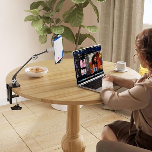 Suptek Adjustable Aluminum Alloy Cell Phone Desk Mount Stand – Versatile 360° Rotating Holder for i Pad, i Phone, Samsung & Asus (4.7-11 inches) – Perfect for Home, Office, or Kitchen Use – Unmatched Stability & Comfort for Daily Tasks
