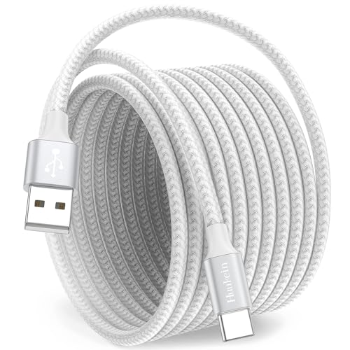 White USB C Cable 10ft, 2 Pack Long USB A to USB C Cable Fast Charging, USBC Charger Cord Compatible with iPhone 16e 16 15 Pro Max Plus, for Samsung Galaxy S21 Note 10, Pixel – Enhanced Compatibility and Speed