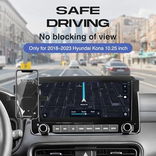 Hyundai Kona 2018-2023 Custom-Fit Car Phone Holder – Adjustable Hands-Free Mount for 10.25-Inch Screens, Ultra-Stable Smartphone Stand for All Models, Optimal Navigation Companion and Easy Installation