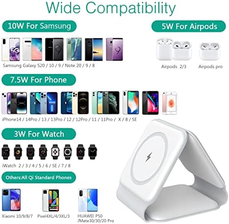 Versatile 3-in-1 ORIA Wireless Charging Hub with Night Light – Efficient and Fast Charging Station for i Phone 14/13/12/11/Pro/Max and Apple Watch – Compact Foldable Design for Seamless Travel and Home Use – Ideal for Bedside and Office Setup