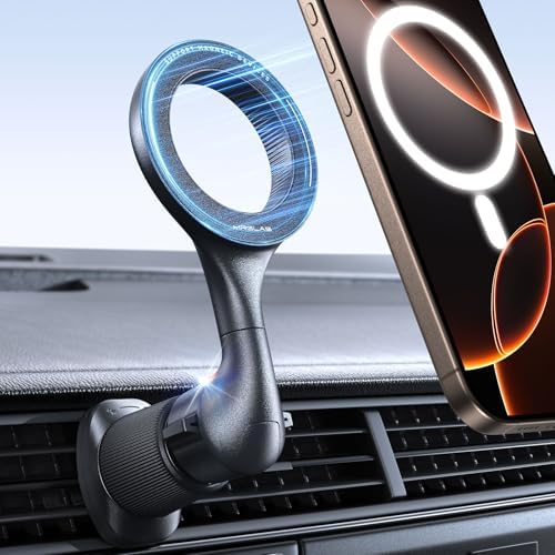 MRGLAS Mag Safe Car Phone Holder – 2025 Enhanced 40 Magnet Air Vent Mount with 360° Rotation for Optimal Viewing – Secure Double Metal Hook Design Compatible with i Phone 16, 15, 14 Pro Max Plus, Samsung S25 & S24 – Ultimate Hands-Free Navigation Solution