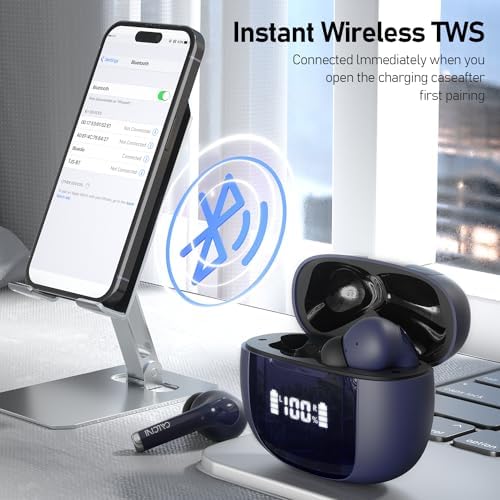 Premium Wireless Earbuds with Bluetooth 5.3 – Deep Bass Stereo Sound & IP67 Waterproof for Ultimate Durability – True Wireless Design with LED Power Display Charging Case – Perfect for Sports, Workouts, and Leisure Listening – Enhanced Compatibility & Clear Calls with Built-in Microphone – Elevate Your Audio Experience with CALCINI