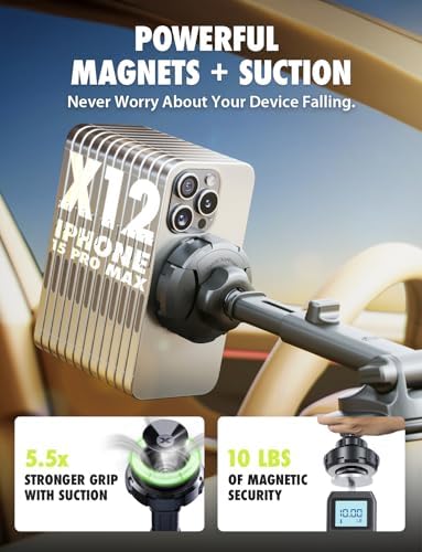 Bracketron Magnetic Car Mount for Cell Phone, MagAlign Max Car Vent Phone Mount【Strongest Magnetic+ Suction】, Vent Phone Mount for Car for iPhone 16 Pro Max 15 14 13 12 – MagSafe Car Accessories – Enhanced Compatibility and Speed