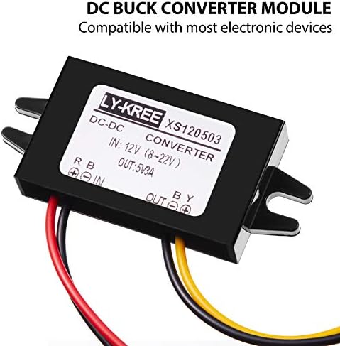 Weewooday High-Efficiency 12 V to 5 V Buck Converter Module – 3 A 15 W DC to DC Power Regulator for Seamless Device Charging – Set of 3 Durable and Versatile Power Adapters with Easy Wire Connections for Enhanced Compatibility in Vehicles and Electronics