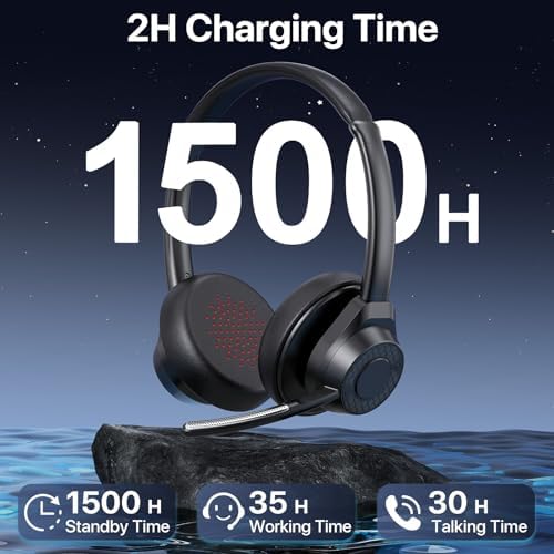 Advanced Bluetooth Headset with Noise-Canceling Microphone – V5.4 Wireless Technology for Effortless Multipoint Connectivity – Ultra-Lightweight Design Perfect for Work, Zoom Meetings, and Mobile Calls – Ideal for Noisy Environments – Stylish Black Finish
