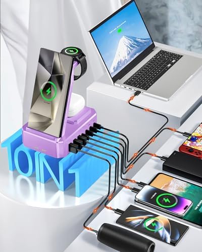 Ultimate 10-in-1 Wireless Charging Station for Samsung Devices – 300 W Power Hub with 65 W USB C Fast Charging for S25 Ultra/S24/S23/S22/Note 20, Galaxy Watch Ultra 7/6/5 & Galaxy Buds – Multi-Device Convenience and Rapid Power Delivery, Ideal for Home & Office Use