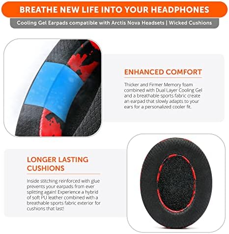 Upgrade Your Arctis Nova Experience with WC Freeze Cooling Gel Earpads – Optimal Comfort and Enhanced Sound Isolation for Pro Wired, Nova 7, 5, 4, 3, 1 Headsets – Designed by Wicked Cushions | Black | Superior Hybrid Fabric Technology for Long Gaming Sessions