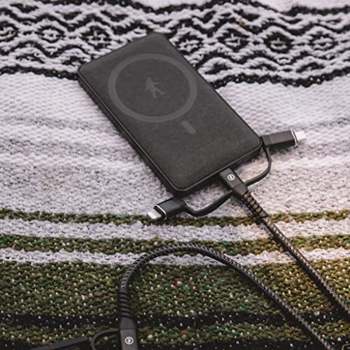 Versatile 5-in-1 Charging Cable by Outdoor Tech – 6.5′ Durable Nylon Braided Design with USB-C, Lightning, USB-A, and Micro USB Tips for Universal Device Compatibility and Rapid Charging – Essential Accessory for Tech Enthusiasts on the Go