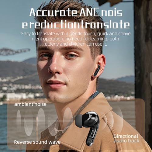 Charcoal Black 3-in-1 Smart Translation Earbuds – Effortless Real-Time Language Conversion with Bluetooth Connectivity, Supports 144 Languages & Accents, Superior Noise Cancellation for Uninterrupted Communication, Ideal for Travelers and Professionals, Ergonomically Crafted for All-Day Comfort and Portability