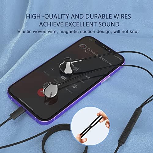 HLY Hi-Fi USB C Earbuds – Premium Wired Headphones with Built-in Microphone, Volume Control, and Magnetic Design for Exceptional Audio – Ideal for Gaming, Music, and Calls Across Google Pixel, i Phone 15 Pro, Samsung, One Plus, i Pad Pro & Mac Book – Experience Superior Sound Quality and Comfort