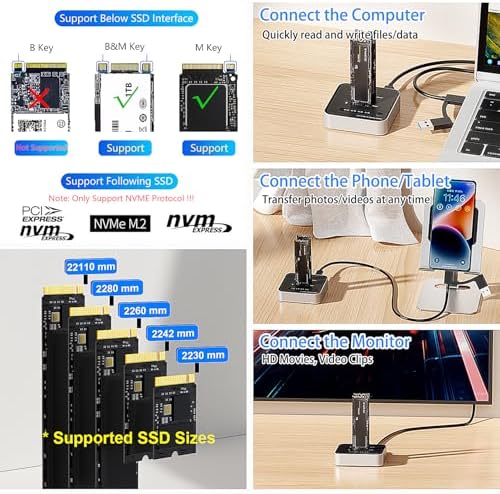 Mili Pow Dual-Bay M.2 NVMe SSD Enclosure – High-Speed 20 Gbps SSD Reader & Offline Cloner for Effortless Data Duplication – Tool-Free Setup Supports Up to 8 TB – Versatile Compatibility with Windows, mac OS & Linux – Ideal for Professionals and Tech Enthusiasts