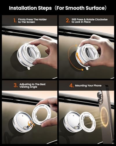 2025 Upgraded Vacuum Suction Cup Phone Mount for Magsafe [109+LBS Strongest Suction], 360° Adjustable Foldable Vacuum Magnetic Phone Holder for Car [24 N55 Stronger Magnets], for iPhone 16/15/14/13/12 – Enhanced Compatibility and Speed