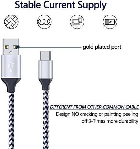 CIQILY 5-Pack Braided USB Type C Fast Charger Cable – 6 FT Quick Charging Cord for Samsung Galaxy S Series & LG Smartphones – Durable, Tangle-Free Design for Enhanced Compatibility and Rapid Power-Up