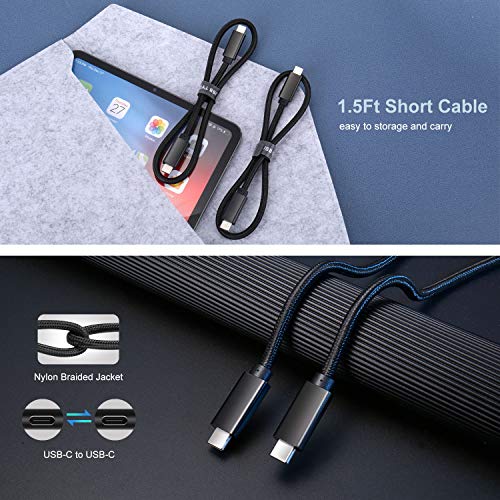 High-Performance 1.5 ft USB C to USB C Cable – 100 W Power Delivery for Fast Charging and Data Transfer, Compatible with Mac Book, i Pad Pro, SSDs, 4 K Monitors – 2 Pack, Sleek Black Design for Enhanced Connectivity and Versatility