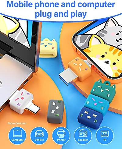 Charming Jenna Cat Design USB Type C Flash Drive – 2 in 1 OTG Dual USB 3.0 Memory Stick, Waterproof & Compact – High-Speed Data Transfer with Enhanced Device Compatibility for All Ages