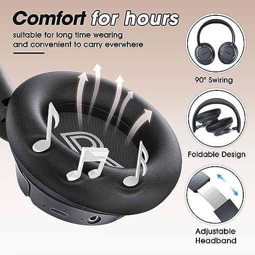 Unleash Your Audio Potential with BERIBES Premium Hybrid Active Noise Cancelling Headphones – Wireless Freedom, 70-Hour Playtime, Deep Bass Enrichment, Ergonomic Comfort, Fast Charging, and Versatile 3.5 mm Cable in Vibrant Blue for All-Day Enjoyment