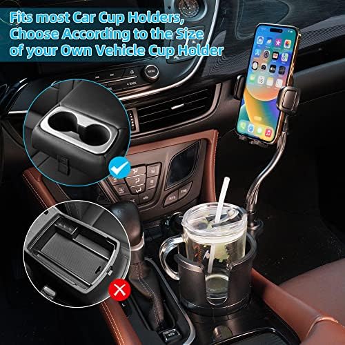 Universal 2-in-1 Car Phone Holder with Adjustable Gooseneck and 360° Rotation – Versatile Cup Holder Extender for 4-7 Inch Smartphones, Perfect for Hands-Free Navigation and Calls while Driving – Easy Installation, Sturdy Base, and Enhanced Compatibility for All Vehicles