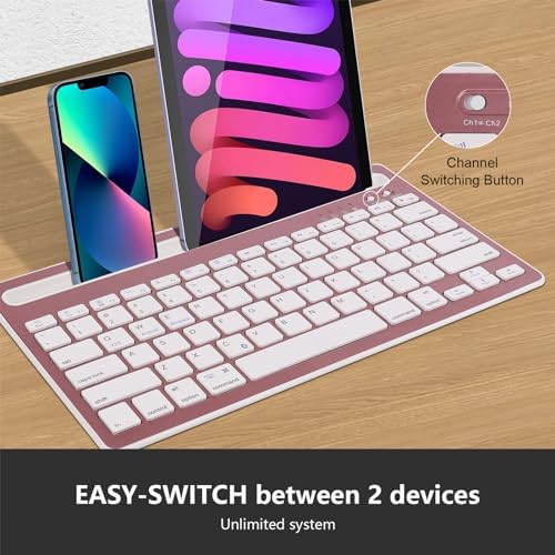 Elevate Your Typing Experience with the CHUYI Wireless Bluetooth Keyboard – Slim, Portable, and Multi-Device Compatible for i Pad, Tablet, and PC – Rechargeable with Quiet Keys and Integrated Stand Slot for Effortless Productivity