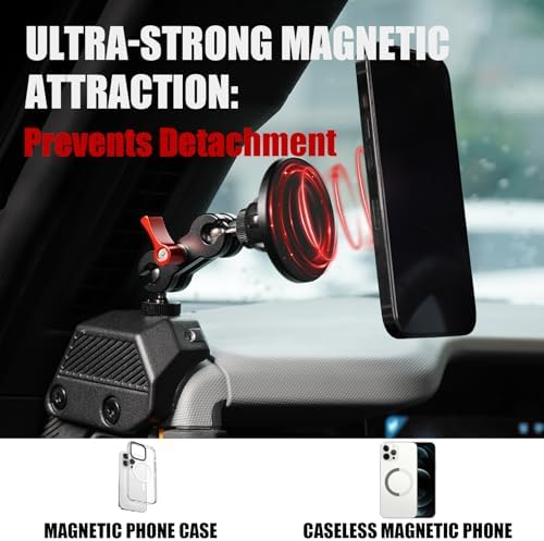 Mabett Magnetic Phone Mount for Ford Bronco (2021-2025) – 360° Adjustable Holder for Effortless Hands-Free Navigation and Communication – Ultimate Secure Grip and Seamless Integration for Enhanced Driving Comfort and Safety