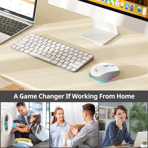 Illuminate Your Workspace with the seenda Light-Up Wireless Mouse Featuring Built-In Jiggler – USB-C & USB Receiver for Mac Book, i Pad, and Windows Devices – Ergonomic Design for Enhanced Comfort and Productivity