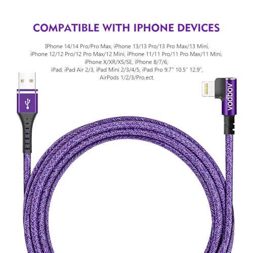 Ultimate 3-Pack Lightning Charging Cables: Fast USB-A to Lightning Data Transfer, Durable Braided Blue Design – 6 ft, 3 ft, 1 ft Lengths with Right Angle Connector for Enhanced Accessibility and Speed – Apple Certified i Phone Charger Solution