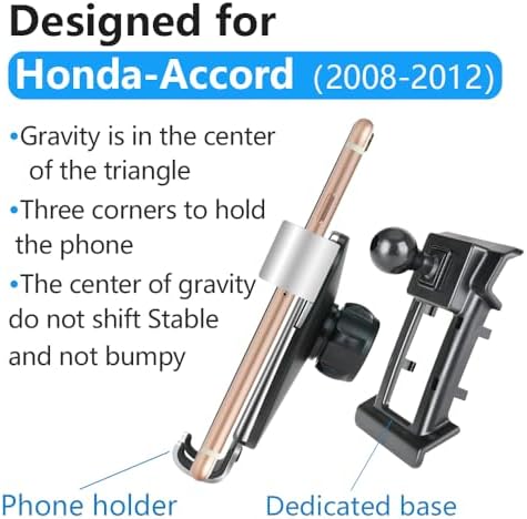 Enhanced Car Phone Holder for Honda Accord 2008-2012 – Secure Smartphone Mounting for Safe Navigation and Hands-Free Calls – Compatible with LX, LX-P, SE, EX, EX-L, and LX-S Models – Durable Vent Cradle with Adjustable Design for Optimal Convenience – Elevate Your Driving Experience with This Essential Auto Interior Accessory