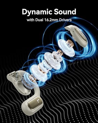 AUBOR True Wireless Open Ear Headphones with Bluetooth 5.3 – Ergonomic and IPX6 Water-Resistant Design for Ultimate Comfort, 45 Hours Playtime, Enhanced Call Clarity with ENC Technology – Perfect for Active Lifestyles and Compatible with i Phone & Android Devices