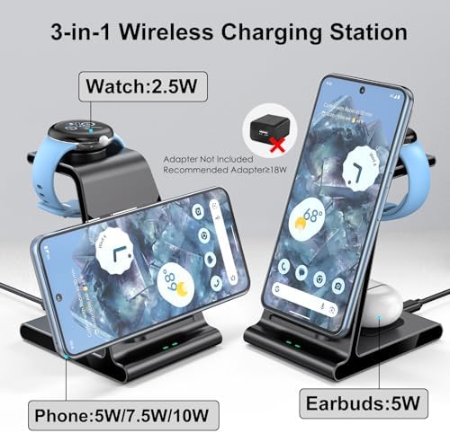 Multi-Device Wireless Charging Hub for Pixel Watch 2/3 & Fitbit Versa 4/Sense 2 – Fast, Cordless Power Solution for Google Pixel 9 Series & Pixel Buds Pro 2/Pro – Sleek Design, No Adapter Required!