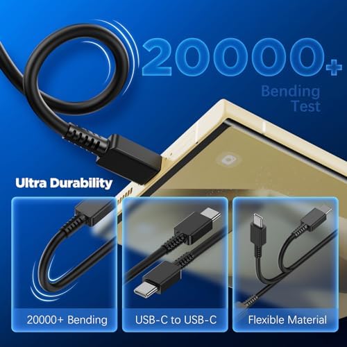 High-Speed Dual 45 W Charger Set with 10 ft USB-C Cable – Optimal Charging Solution for Samsung Galaxy S24/S23/S22/S21/Note 20/Note 10+ – Advanced Safety Features & Extended Reach for Android Devices