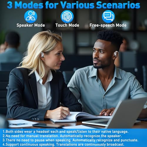 Revolutionary Multilingual Translation Earbuds – Effortless Real-Time Communication in 140+ Languages, Premium Bluetooth Wireless Technology with Extended Battery Life – Ideal for Global Travelers, Business Leaders, and Seamless i OS/Android Integration – Ultra-Compact, Lightweight Design for Effortless Portability