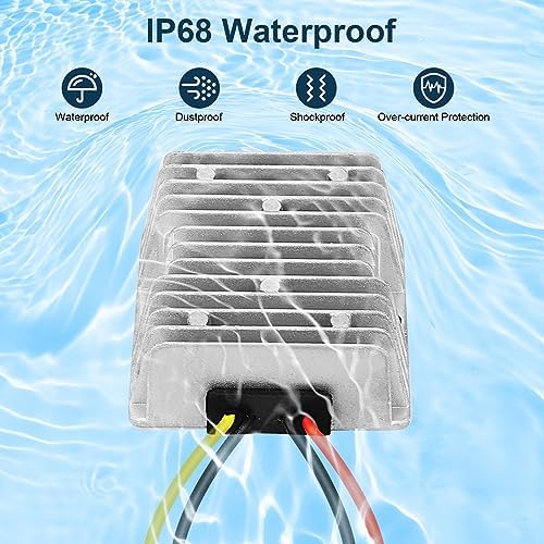 High-Efficiency 30 A Waterproof DC 24 V to 12 V Power Converter – 360 W Buck Supply for Golf Carts & Club Cars with Superior Compatibility and Streamlined Performance Solutions